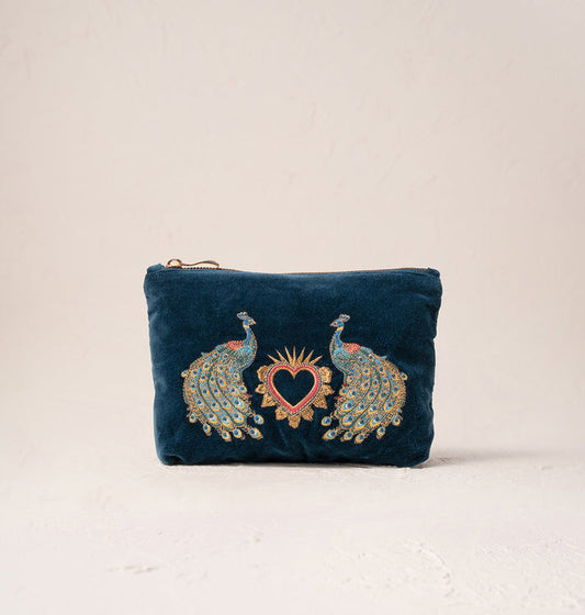 Peacock Floral Mini Pouch