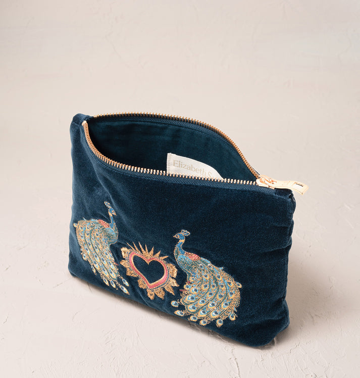 Peacock Floral Mini Pouch