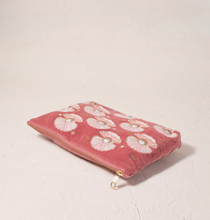 Pearl Shell Everyday Pouch- Rose Pink/ Velvet