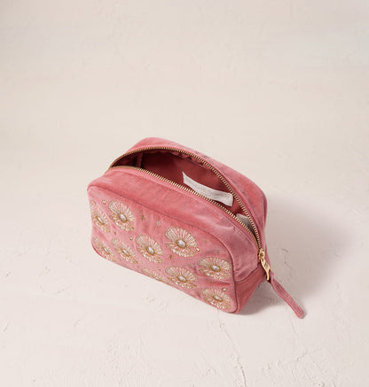 Pearl Shell Makeup Bag - Rose Pink Velvet