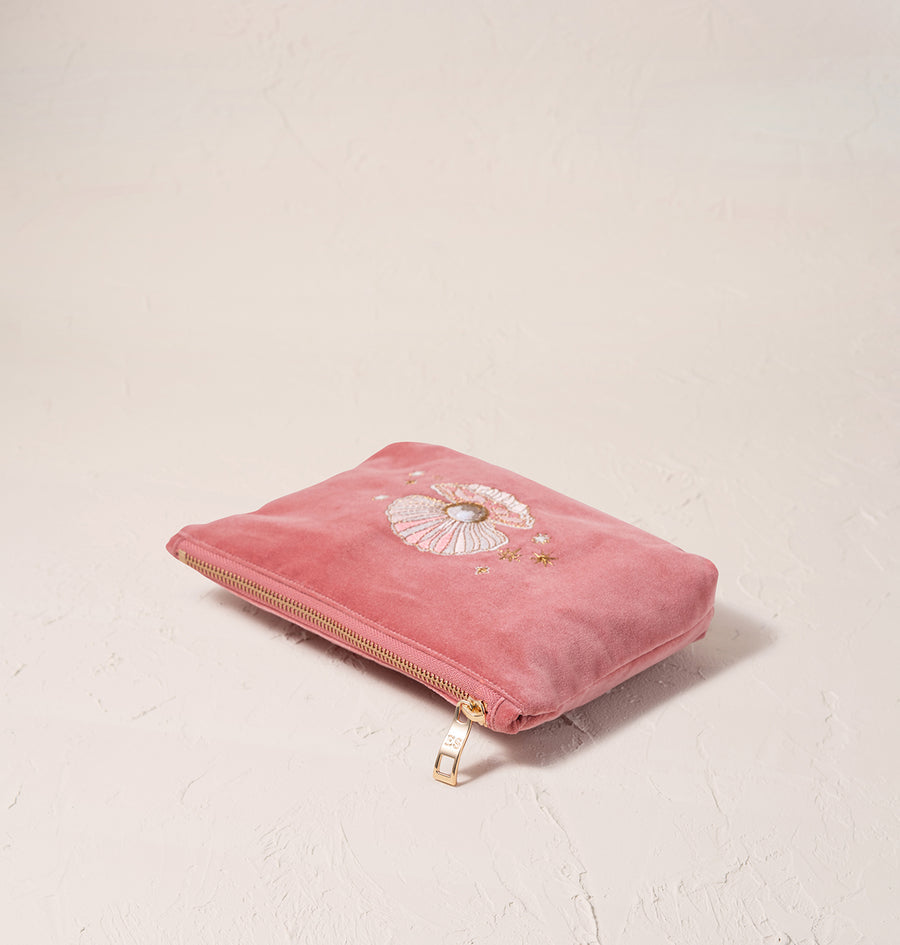 Pearl Shell Mini Pouch - Rose Pink Velvet