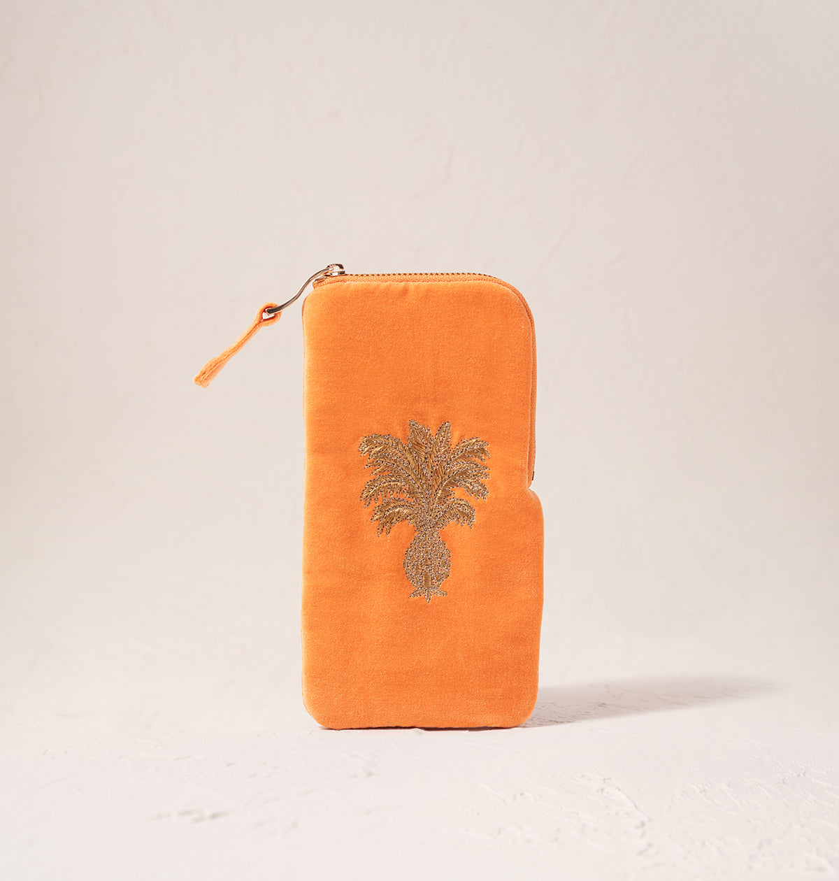 Pineapple Glasses Case - Orange Velvet