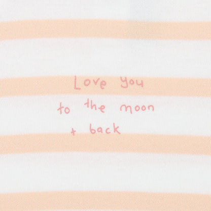 Powder Pink & White "Love You To The Moon and Back" Breton Striped All-in-One 0-1 month