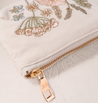 Pressed Flowers Bridesmaid Coin Purse - Cream