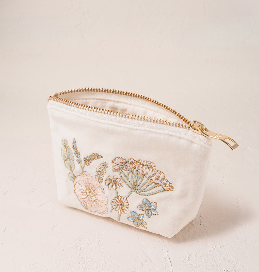 Pressed Flowers Bridesmaid Coin Purse - Cream