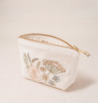 Pressed Flowers Bridesmaid Coin Purse - Cream