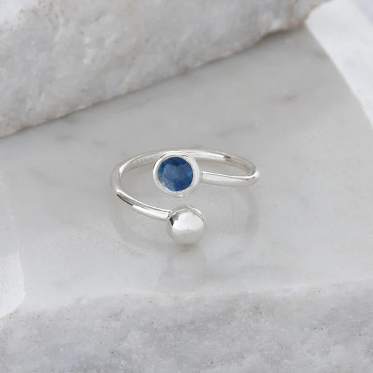 Adjustable Sterling Silver and Sapphire Ring (Birthstone for September)