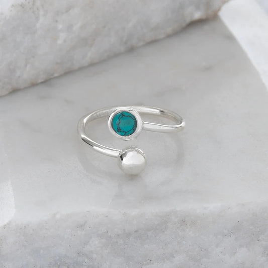 Adjustable Sterling Silver and Turquoise Ring (Birthstone for December)