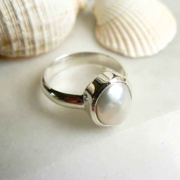 Silver Baroque Pearl Ring