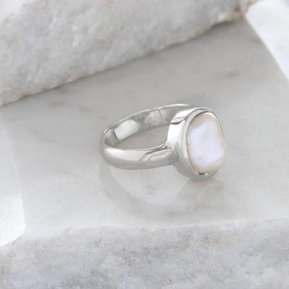 Silver Baroque Pearl Ring