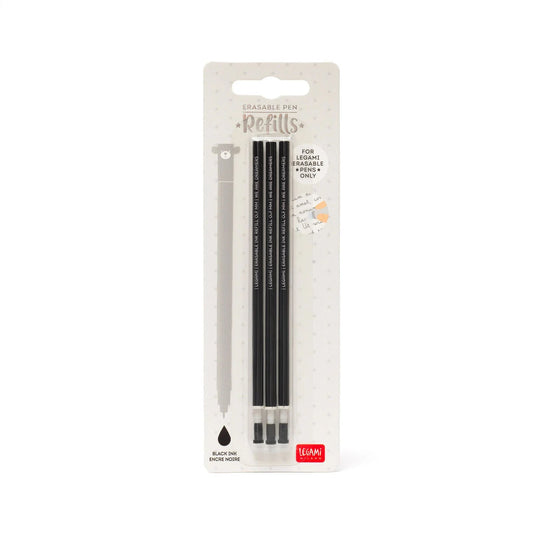 Legami Erasable Pen Refill - Black- Pack of 3