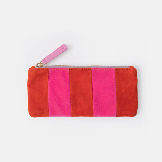 Orange & Pink Stripe Velvet Rectangle Pencil Case