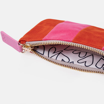 Orange & Pink Stripe Velvet Rectangle Pencil Case