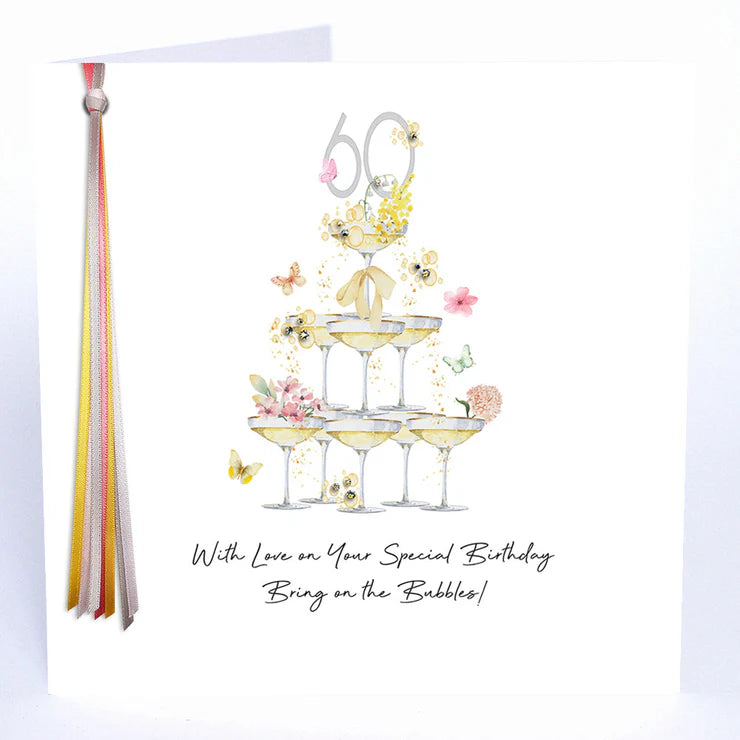 Ribbons and Roses 60 With Love On Your Special Birthday (Bubbles) - Large