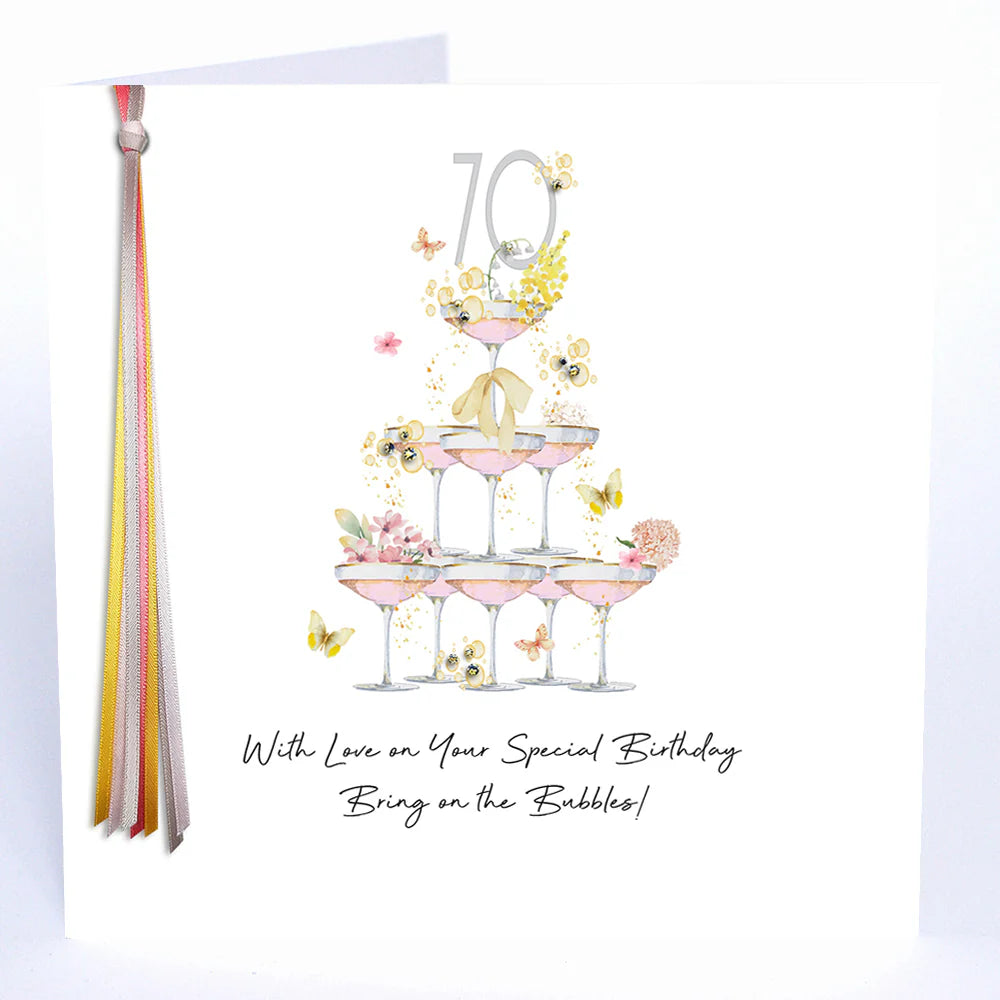 Ribbons and Roses 70 With Love On Your Special Birthday (Bubbles) - Large