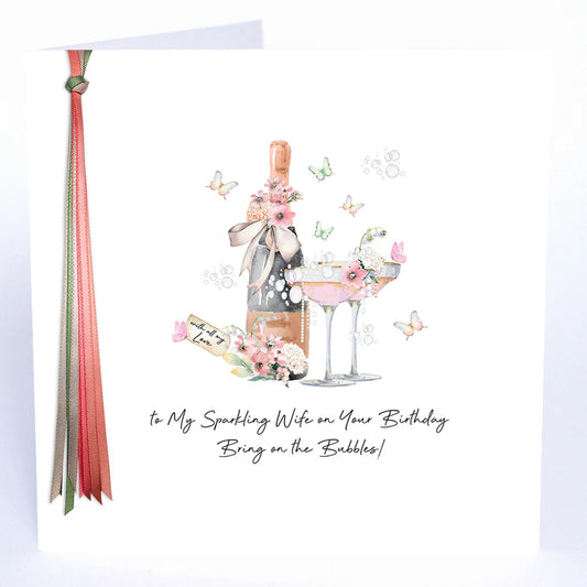 Ribbons and Roses To My Sparkling Wife on Your Birthday - Large
