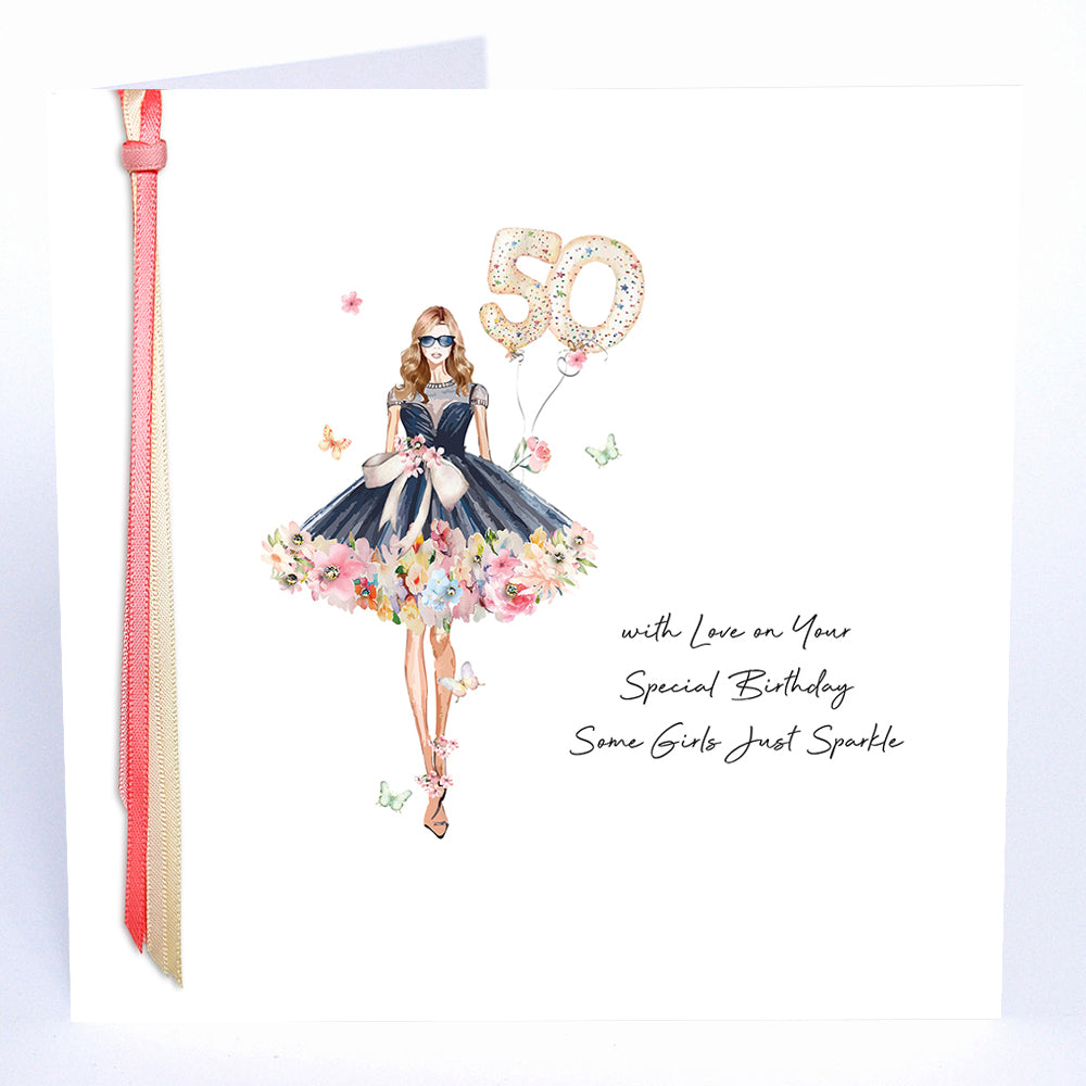 Ribbons and Roses 50 With Love on Your Birthday - Large