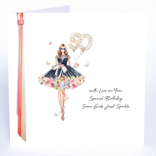 Ribbons and Roses 50 With Love on Your Birthday - Large