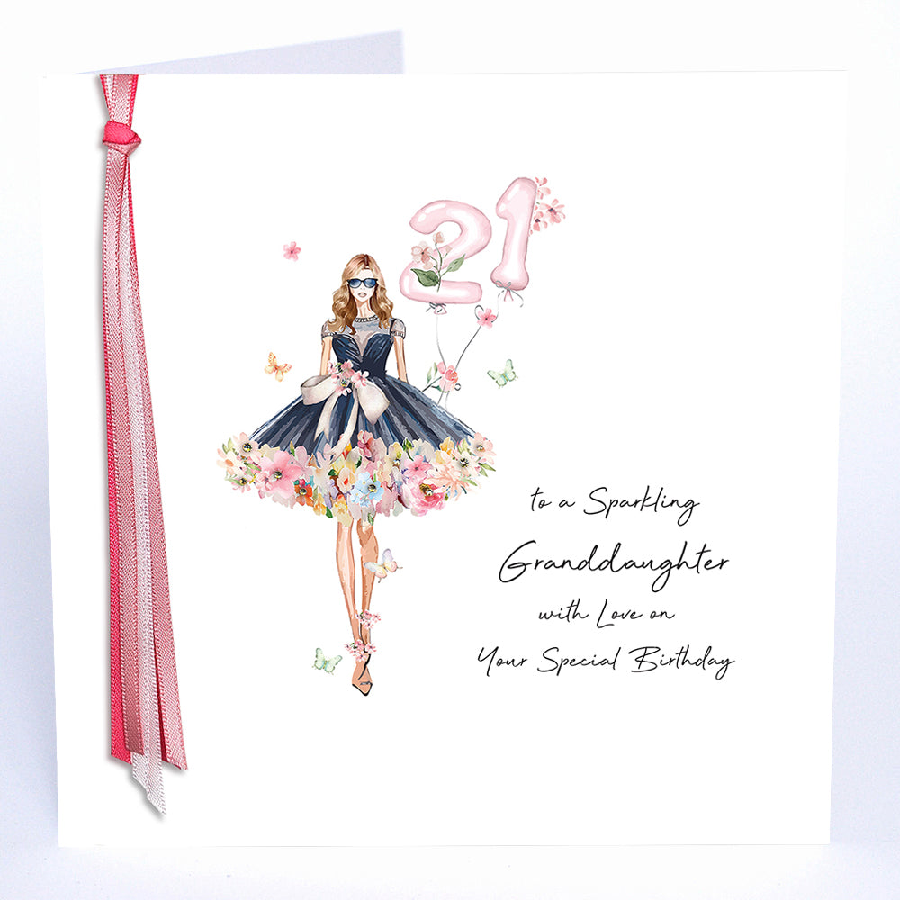 Ribbons and Roses 21 to a Sparkling Granddaughter - Large