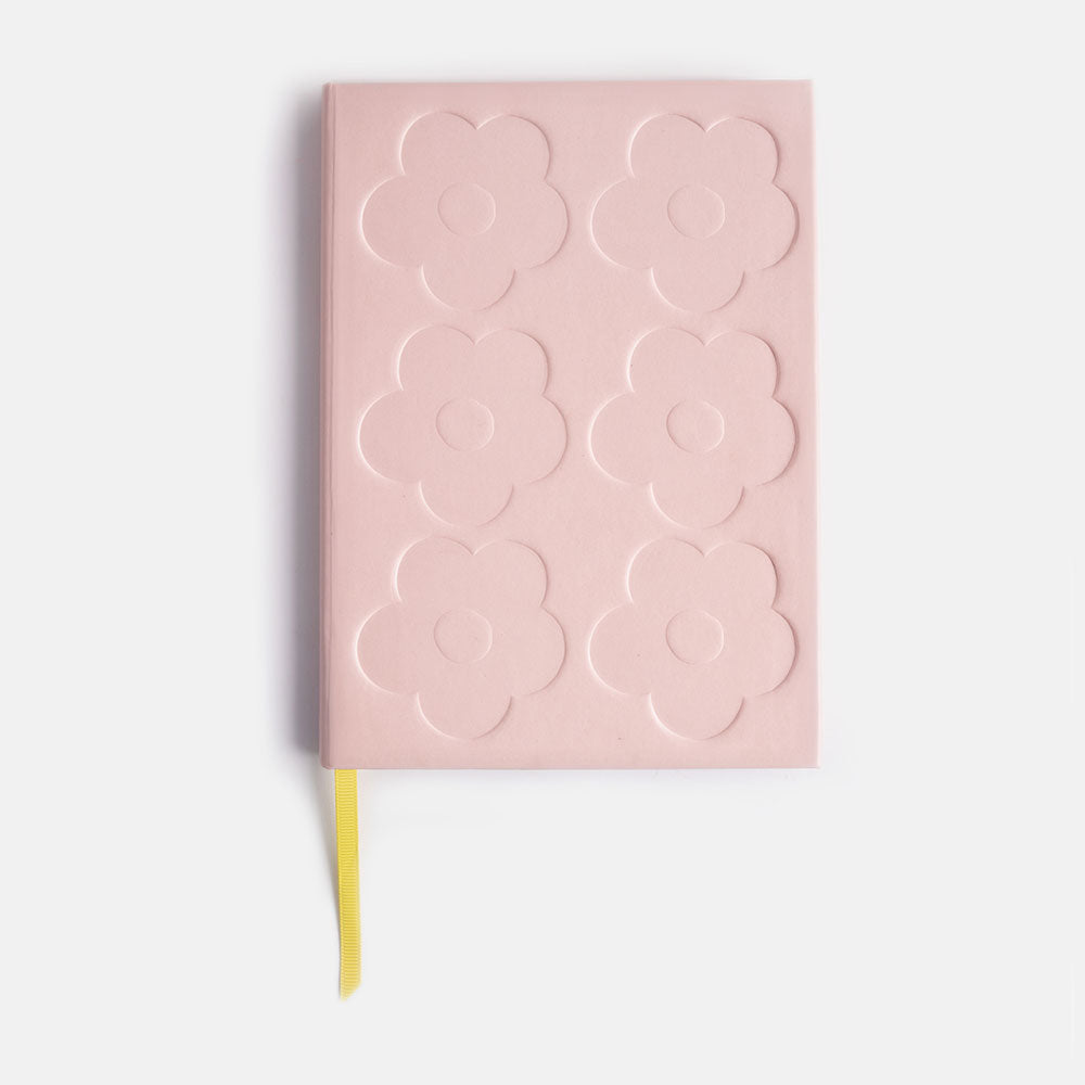 Pink Flowers Debossed Slim Hardback Notebook