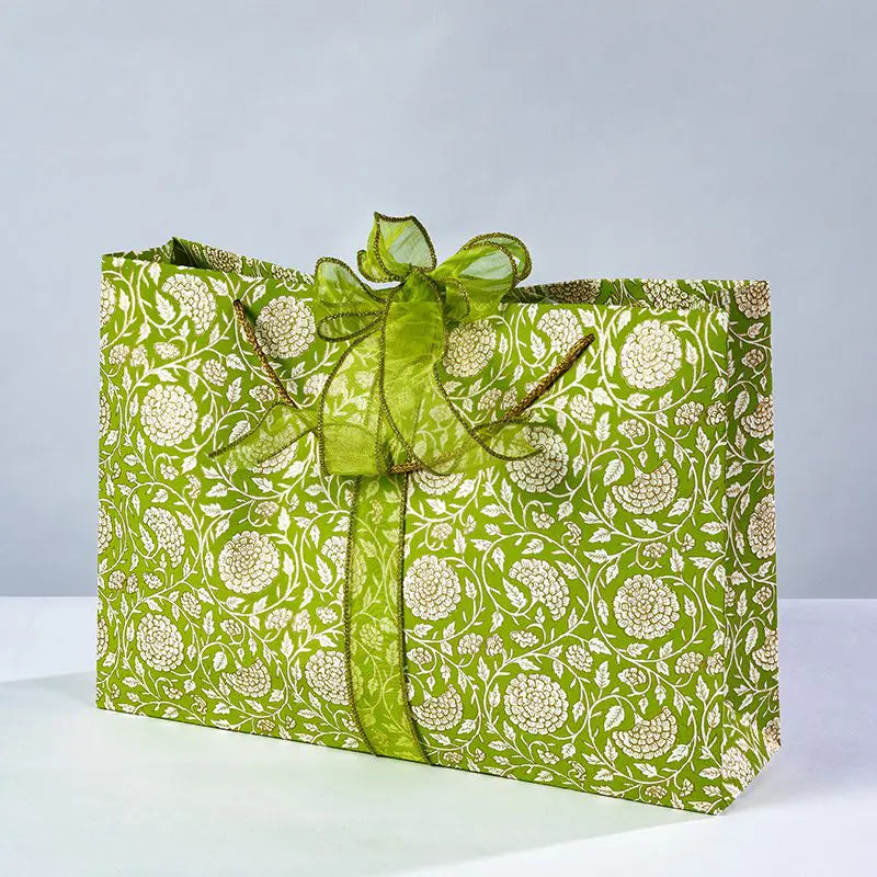 Jaipur Floral Green Gift Bags - Shopper