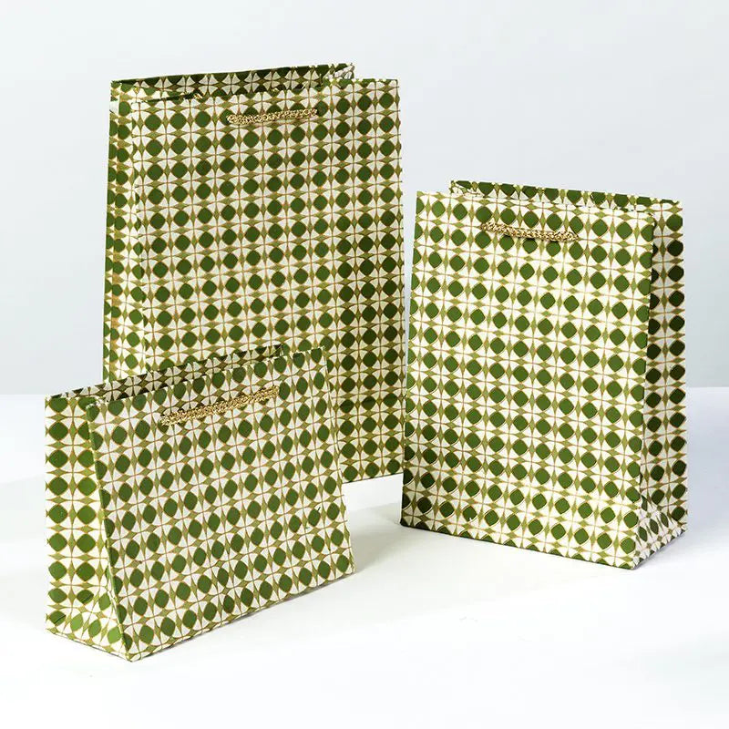 Green Polygon Print Gift Bags