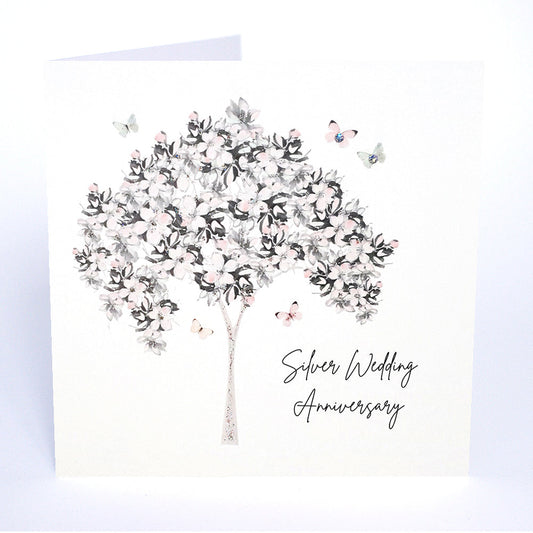 Silver Wedding Anniversary Tree Card