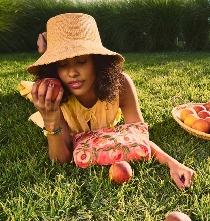 Summer Peach Velvet Everyday Pouch - Coral