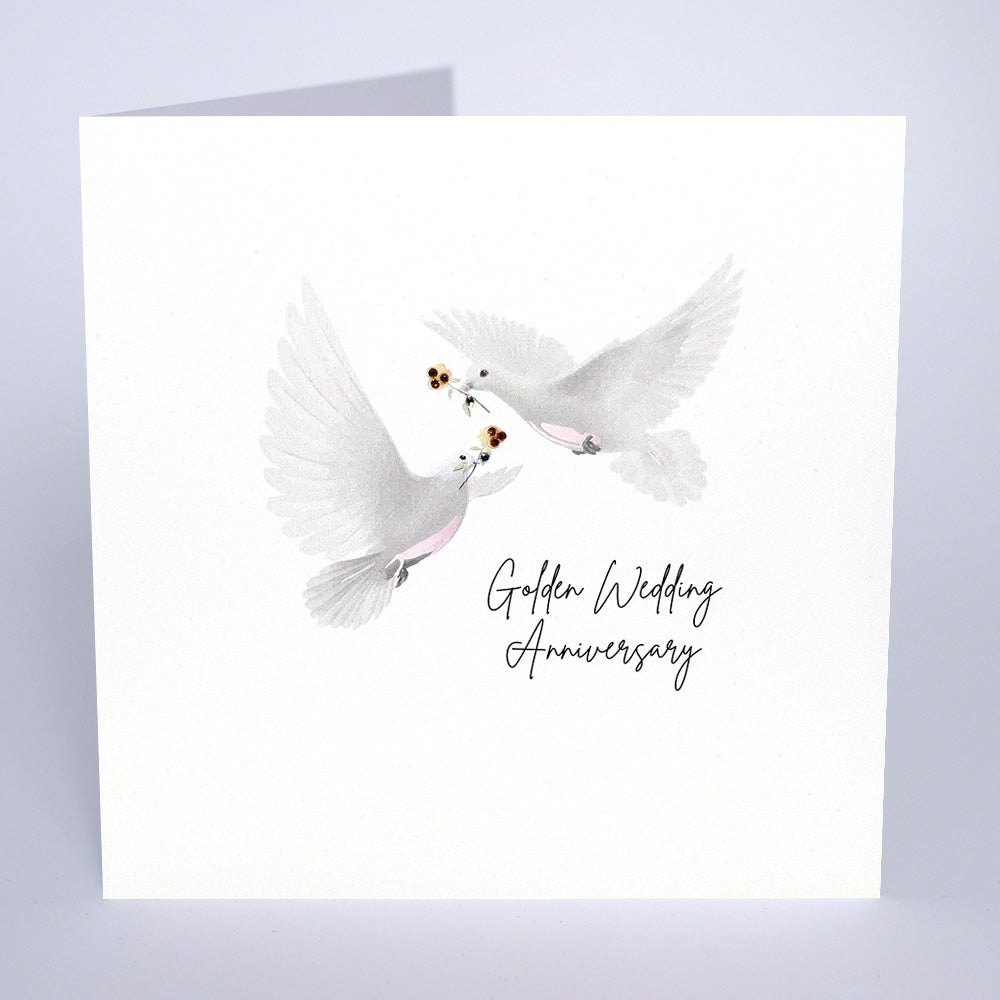 Golden Wedding Anniversary Doves