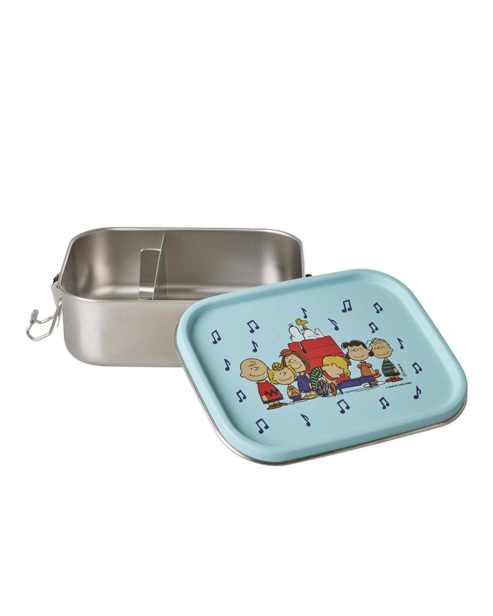 Stainless Steel Lunchbox with Moveable Divider and Blue Snoopy Print
