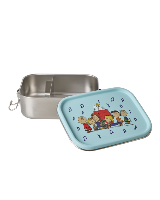 Stainless Steel Lunchbox with Moveable Divider and Blue Snoopy Print