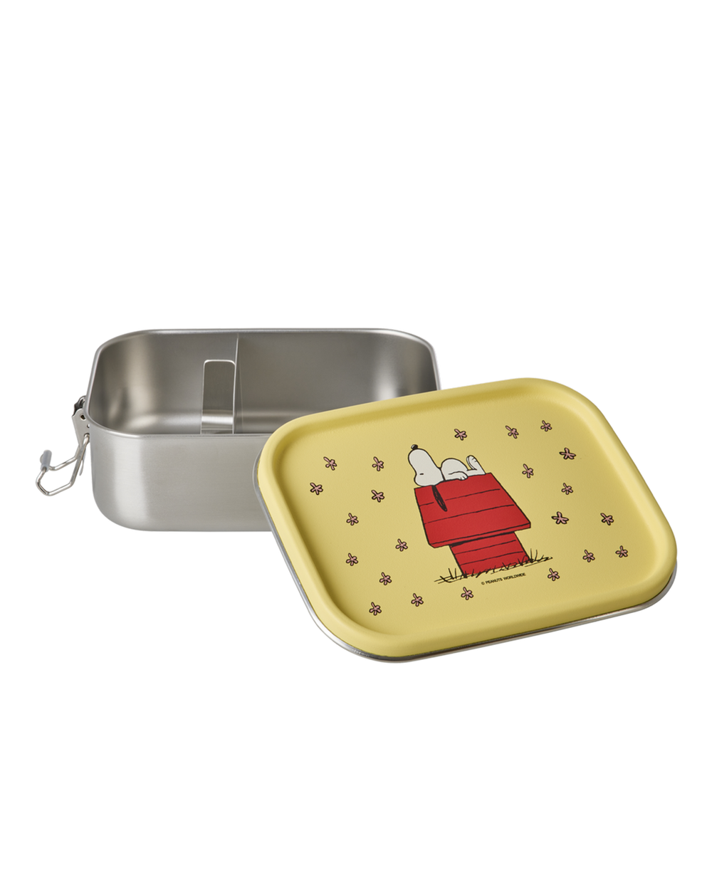 Stainless Steel Lunchbox with Moveable Divider and Yellow Snoopy Print
