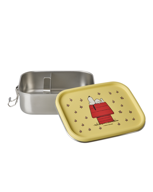 Stainless Steel Lunchbox with Moveable Divider and Yellow Snoopy Print