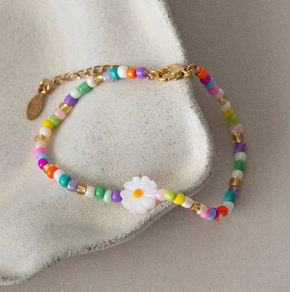 Tove - Daisy Flower Colourful Bead Summer Bracelet