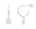 Flower Padlock Hoop Earrings - Silver Plated