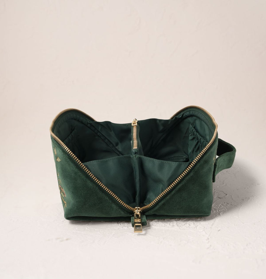 Songbirds Secret Garden Open Flat Makeup Bag - Forest Velvet