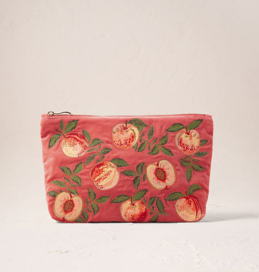 Summer Peach Velvet Everyday Pouch - Coral