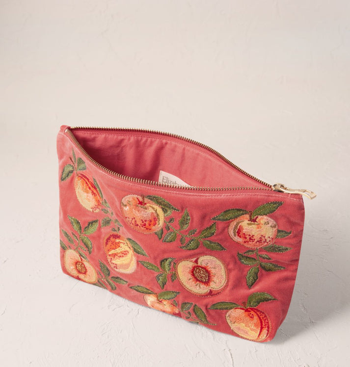 Summer Peach Velvet Everyday Pouch - Coral