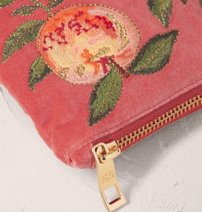 Summer Peach Velvet Everyday Pouch - Coral