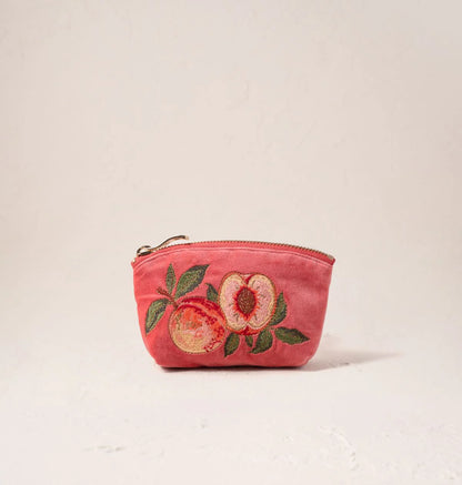 Summer Peach Velvet Coin Purse