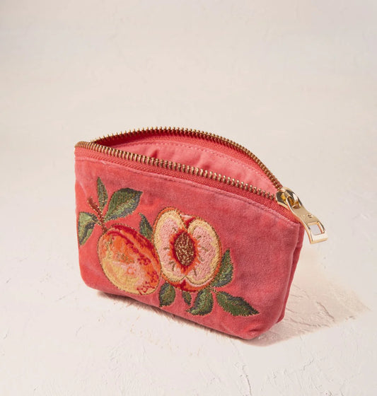 Summer Peach Velvet Coin Purse