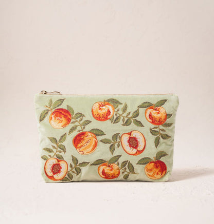Summer Peach Velvet Everyday Pouch - Celadon