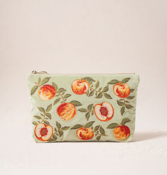 Summer Peach Velvet Everyday Pouch - Celadon