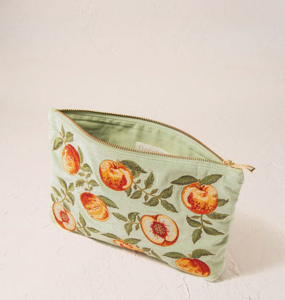 Summer Peach Velvet Everyday Pouch - Celadon