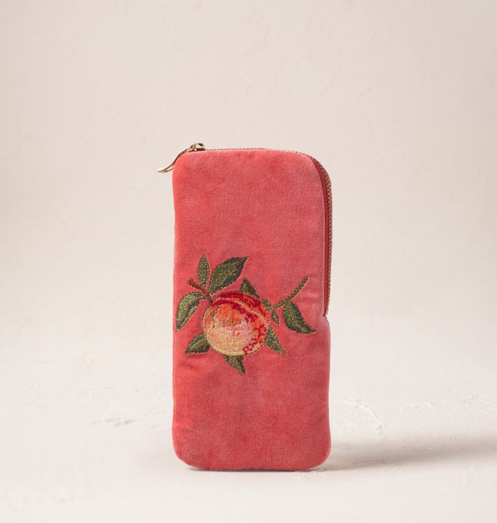 Summer Peach Velvet Glasses Case