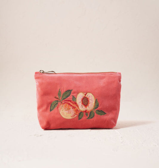 Summer Peach Velvet Mini Pouch - Peach