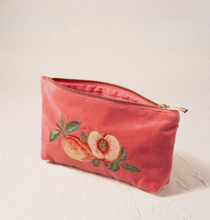Summer Peach Velvet Mini Pouch - Peach