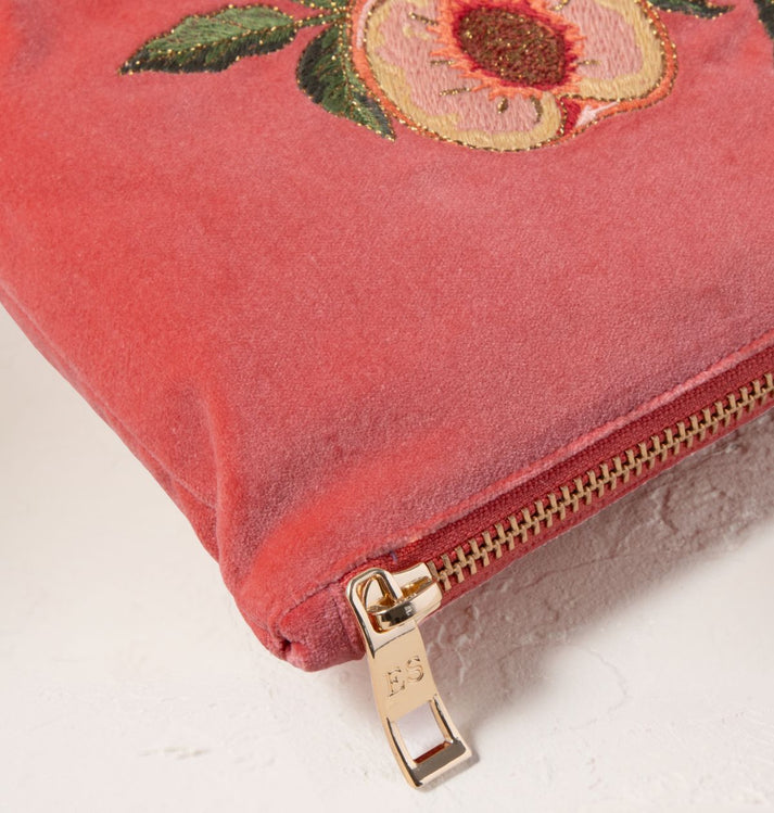 Summer Peach Velvet Mini Pouch - Peach