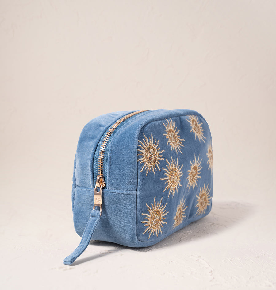 Sun Goddess Cosmetic Bag - Dusky Blue Velvet