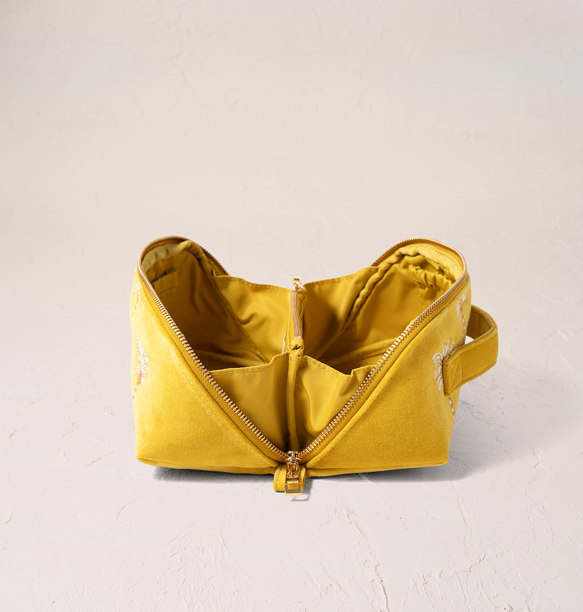 Sunrise Palms Open Flat Makeup Bag - Mustard Yellow